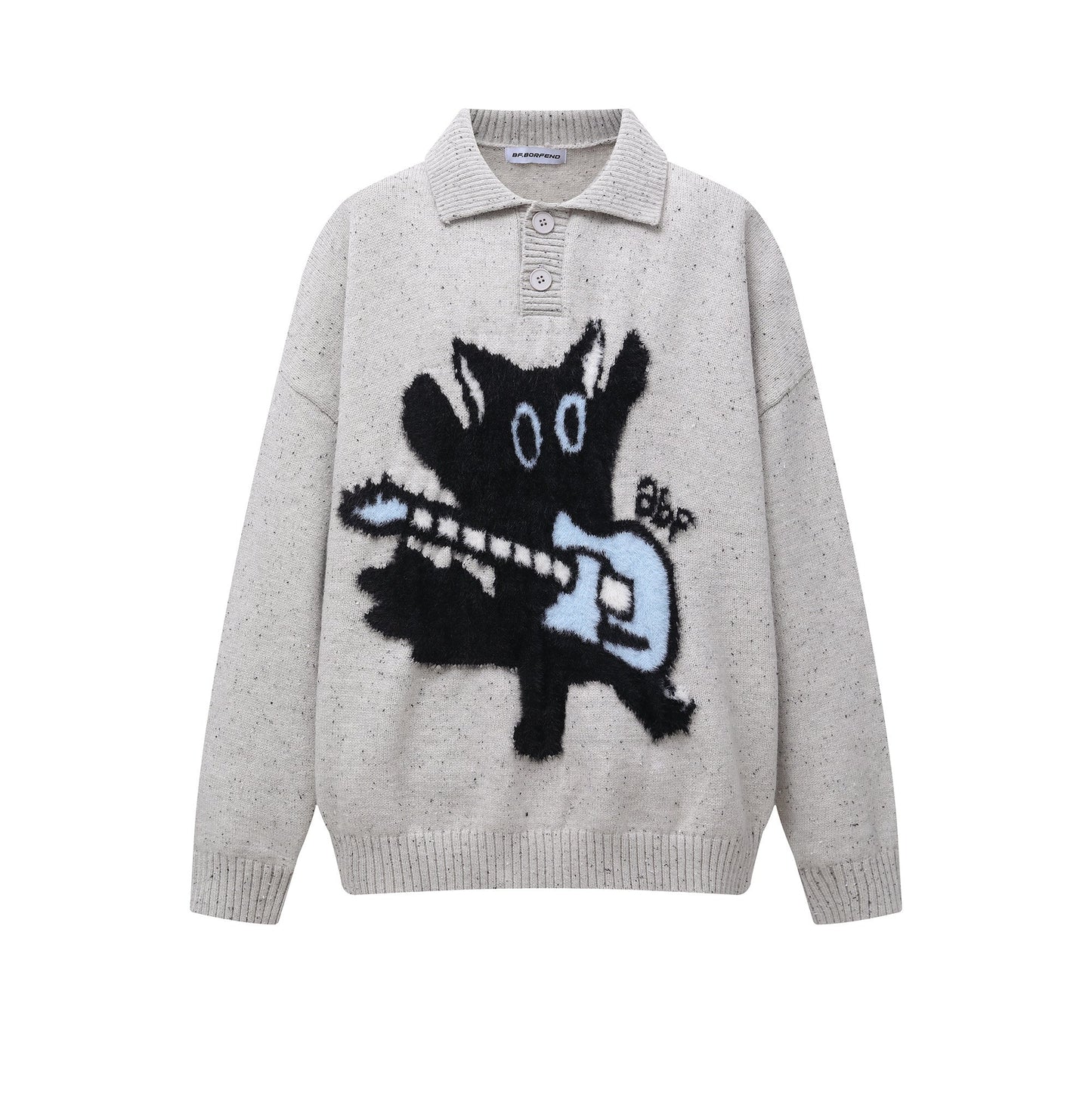 Cartoon Fuzzy | Knit Polo Sweater - Luxuryurbanwear