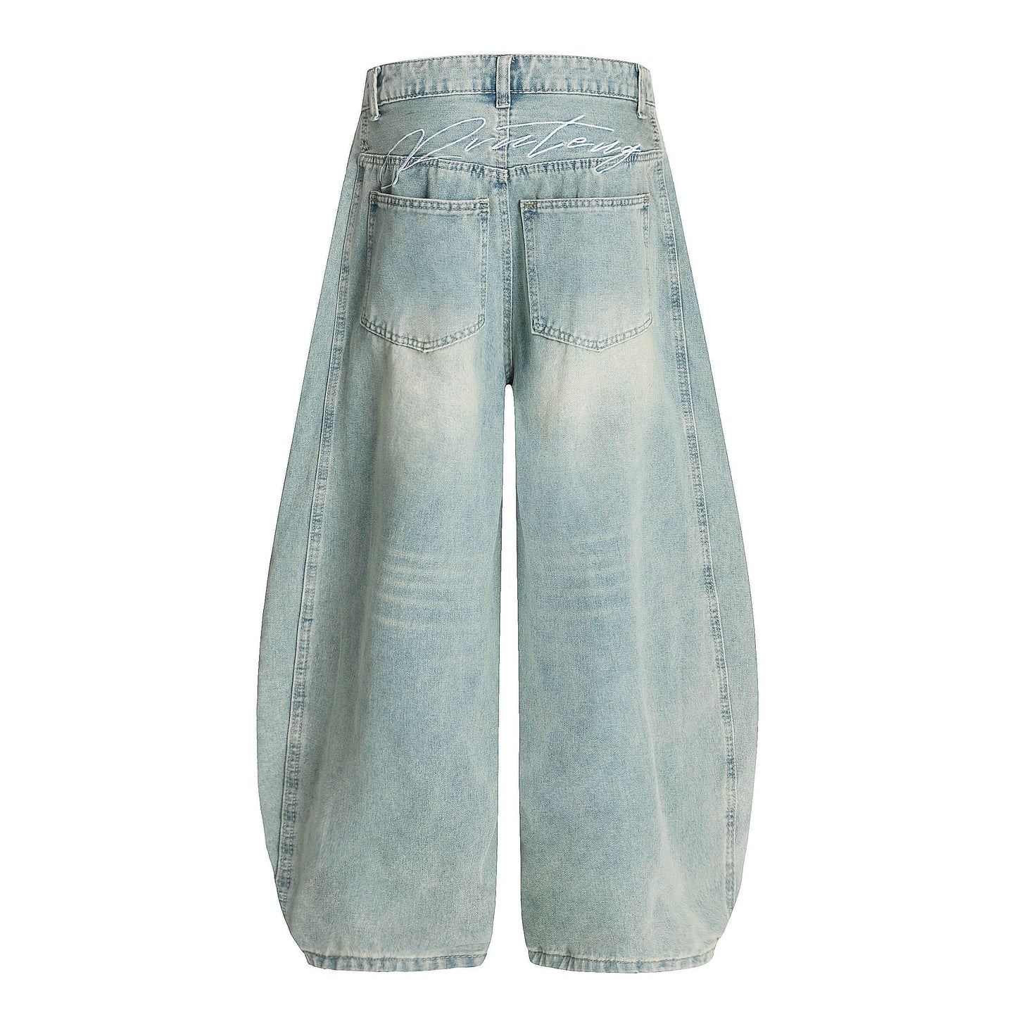 Winter Sky | Knitted Wide-Leg Denim Pants - Luxuryurbanwear