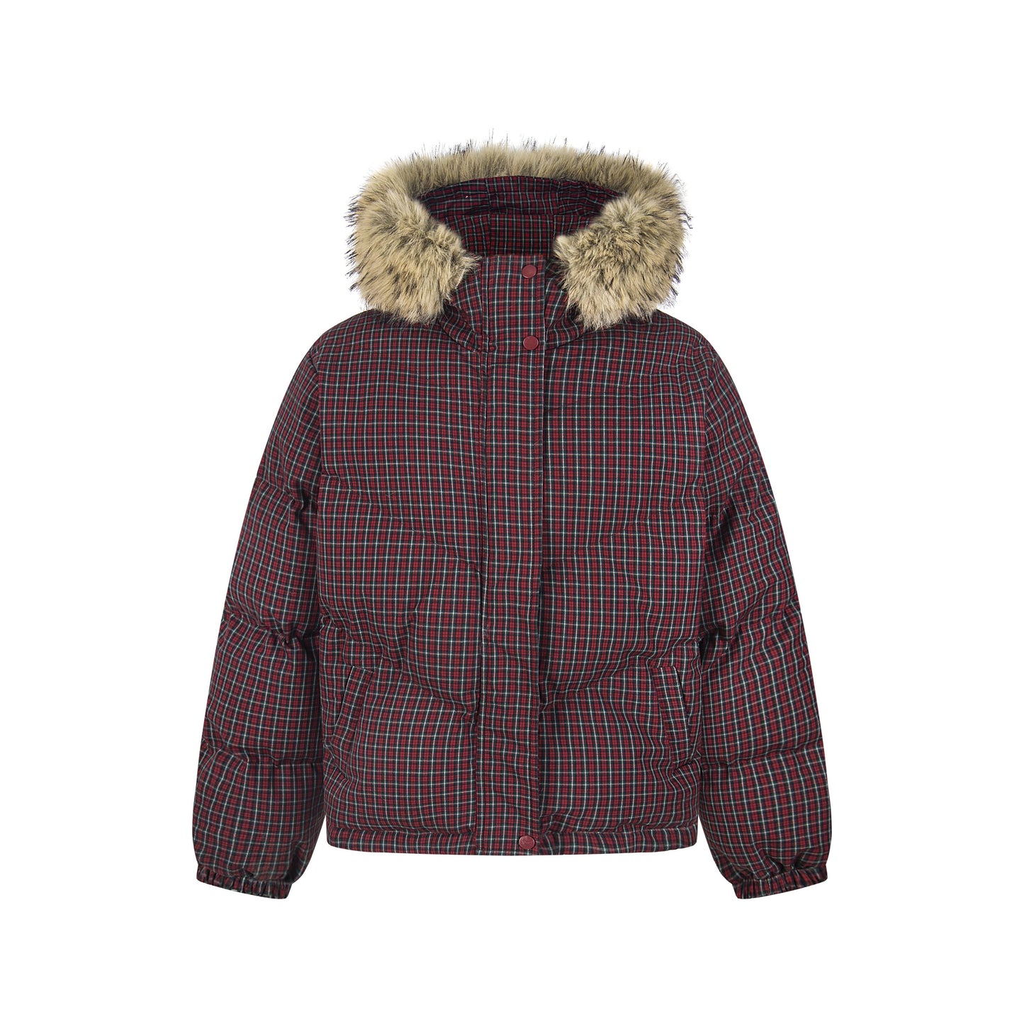 Winter Nest | Faux Fur Trimmed Plaid Puffer - Luxuryurbanwear