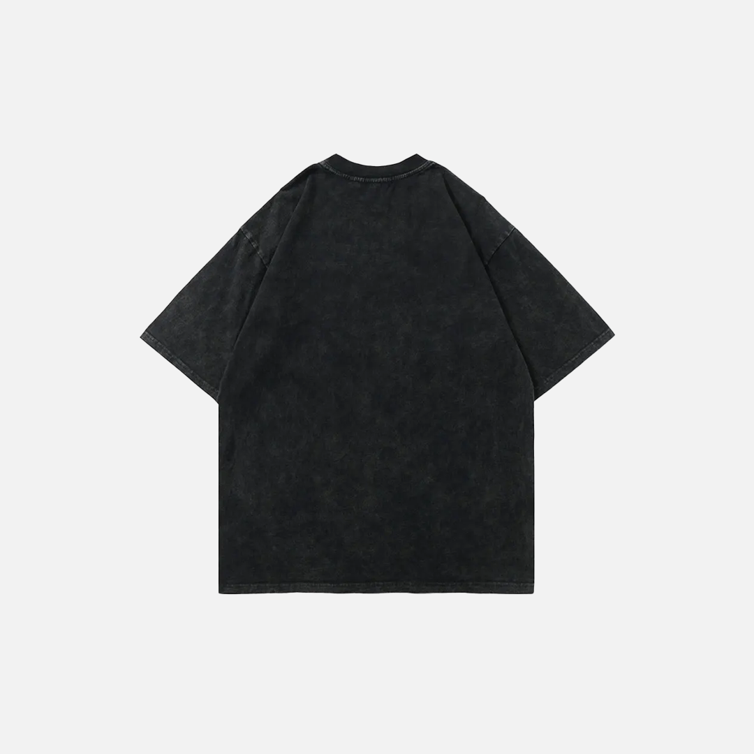 Flame Eye Graphic Print Black Washed T-Shirt - Luxuryurbanwear