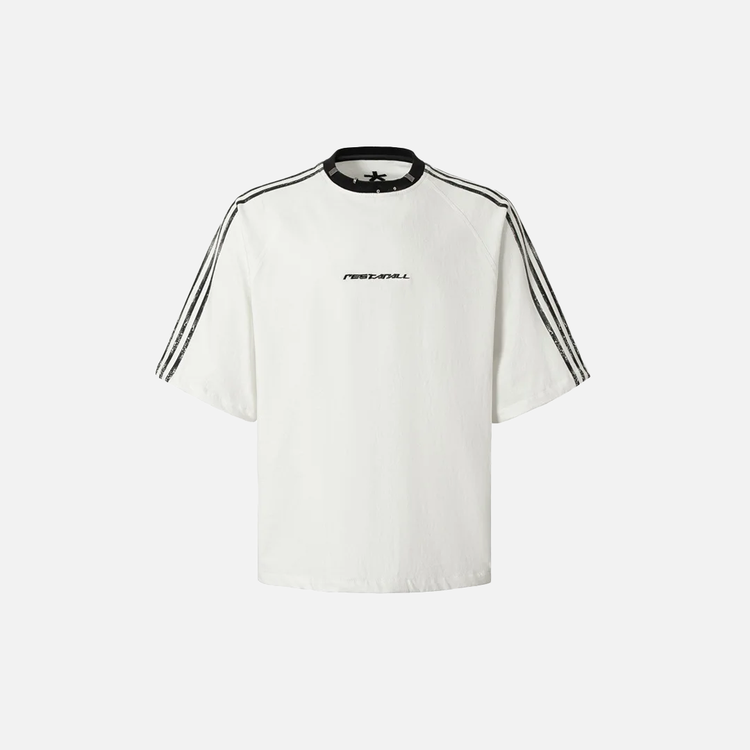 Y2K Casual Loose Fit Embroidery Stripe T-Shirt - Luxuryurbanwear