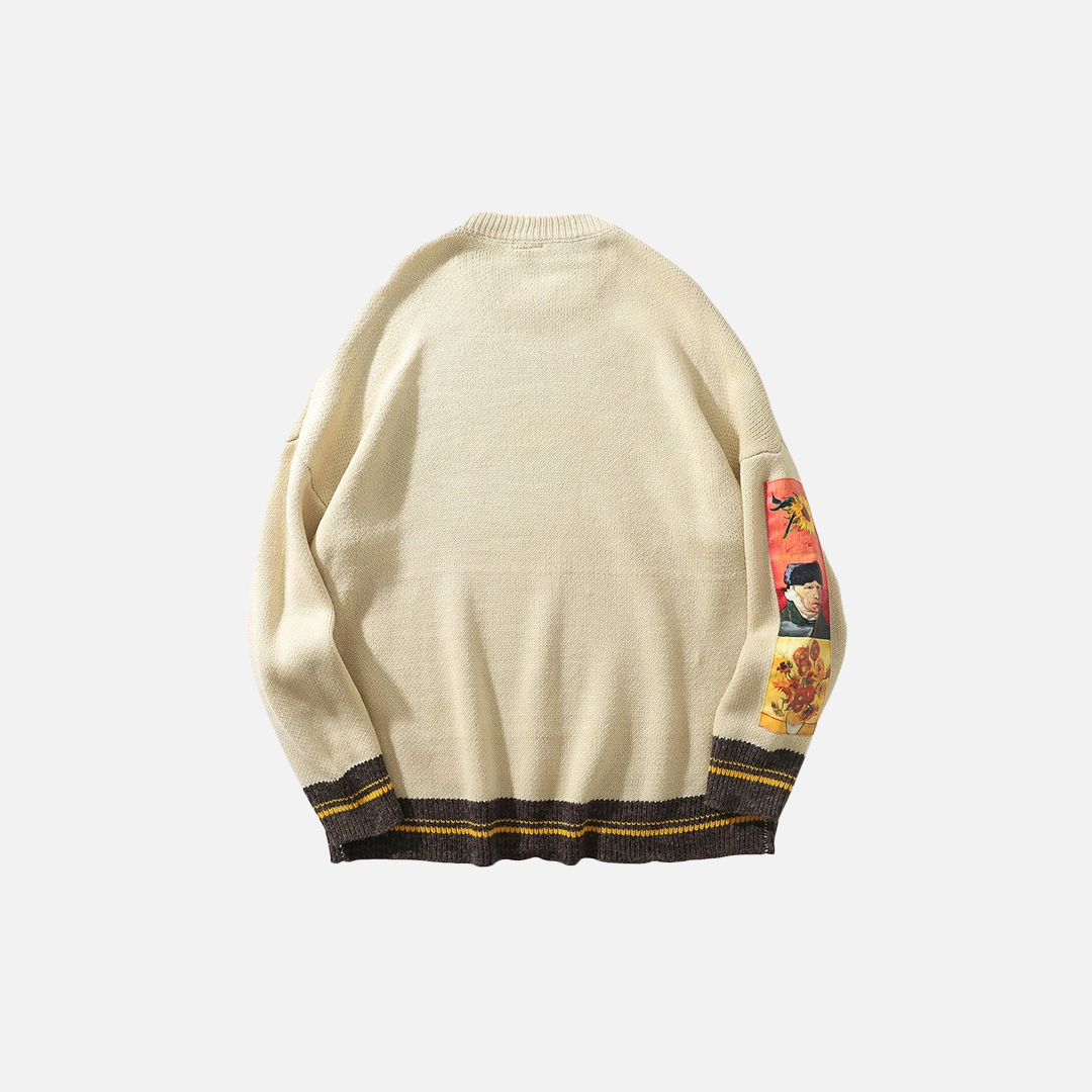Y2K Retro Van Gogh Painting Knitted Sweater - Luxuryurbanwear