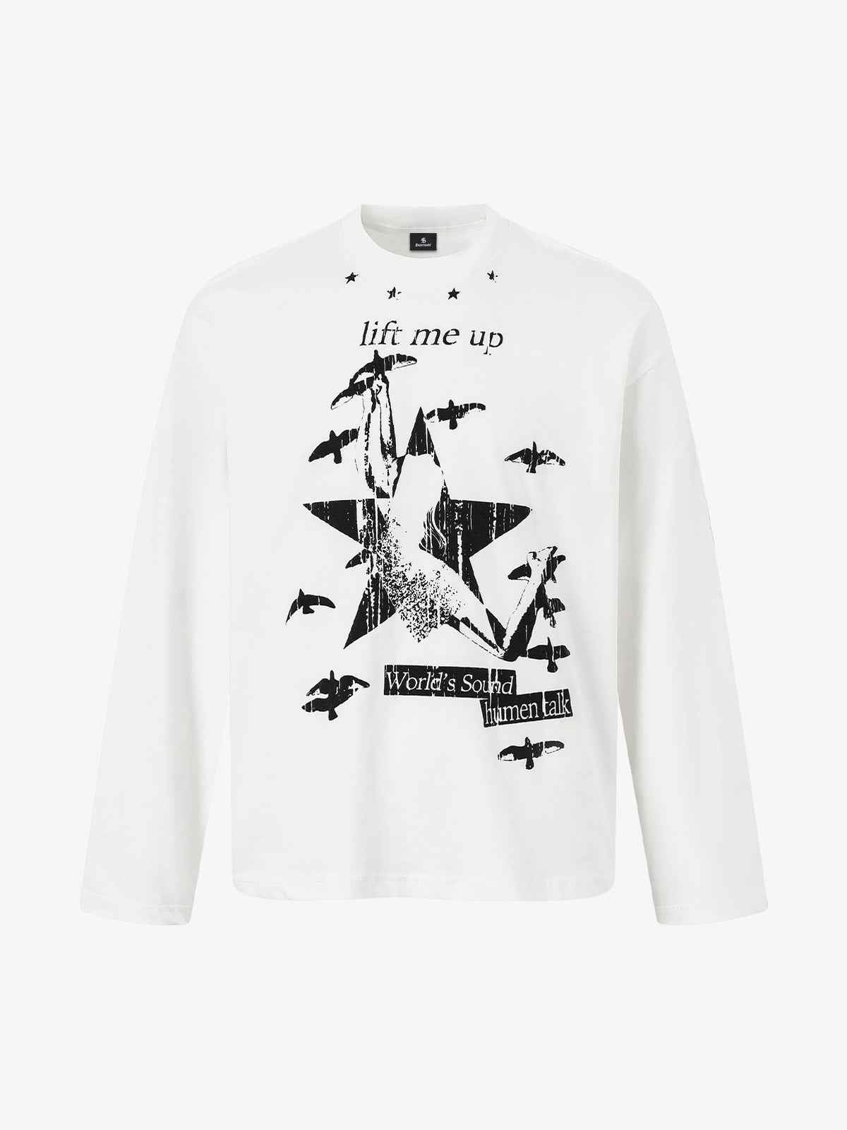 Retro Star Print Long-Sleeved T-Shirt