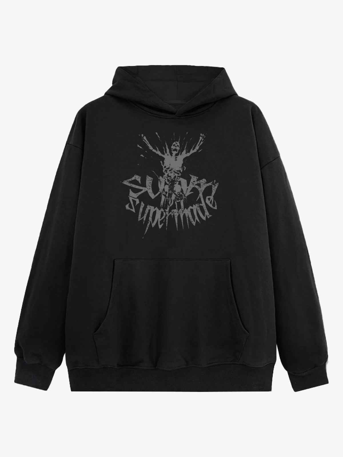 Gothic Devil Graphic Washed Hoodie