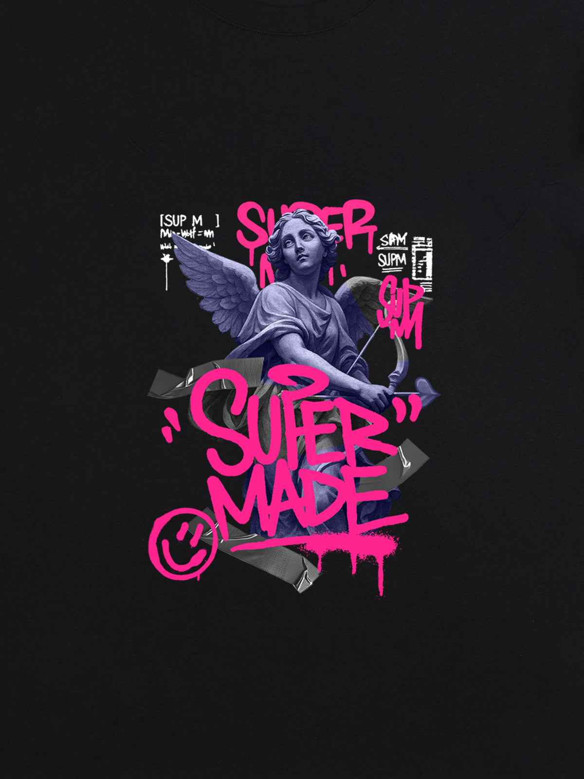 Street Pink Lucky Angel Graphic Design T-Shirt