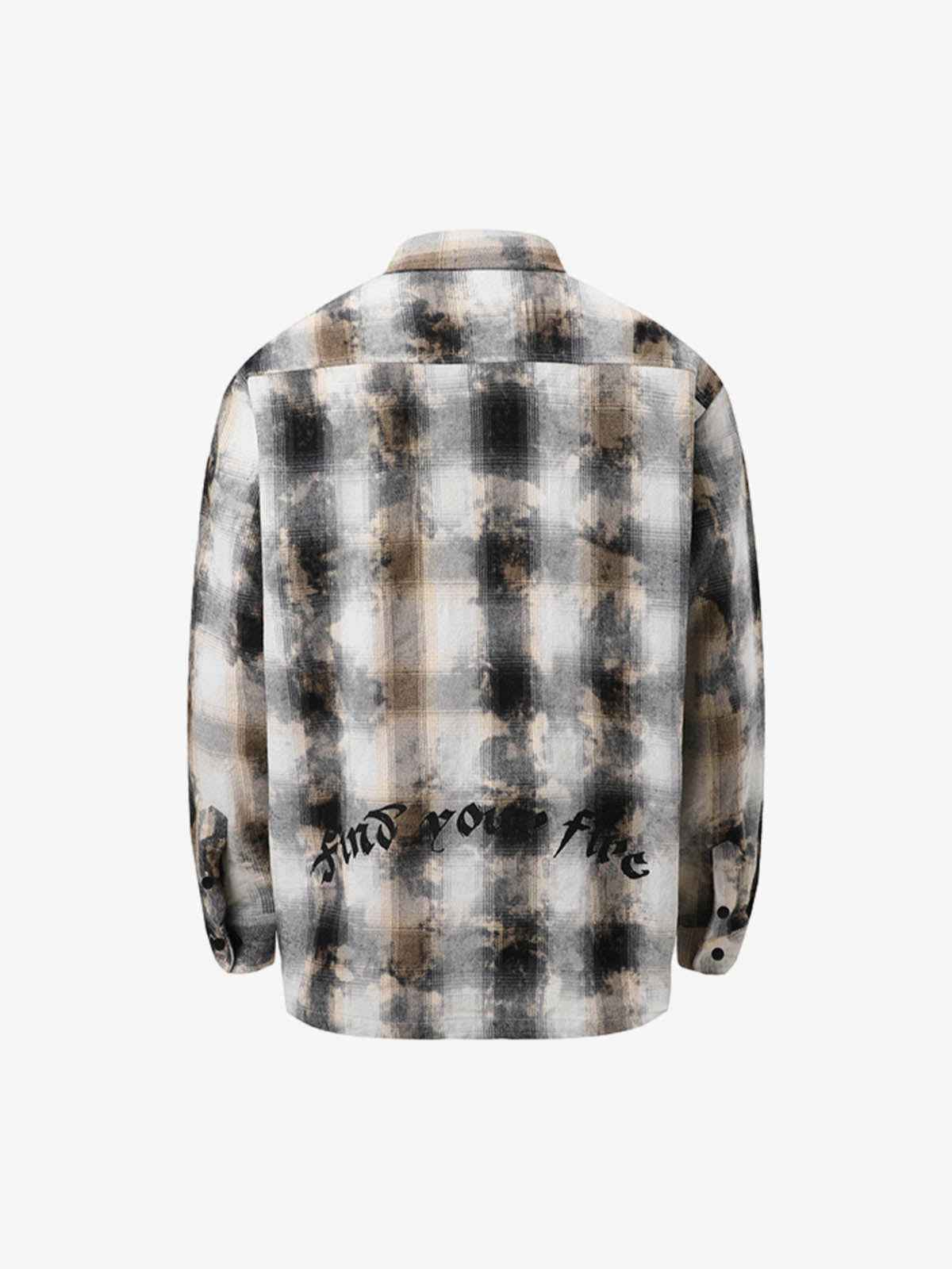 Streetwear Washed Distressed Plaid Long Sleeve Shirt