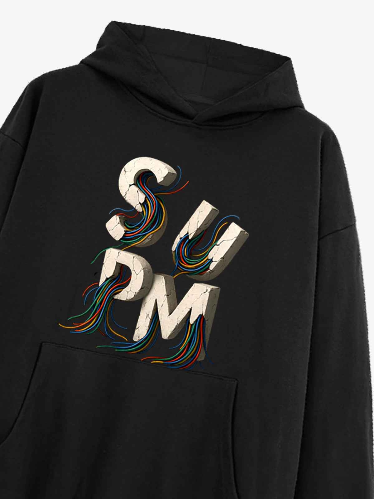 French Terry Streetwear Gravel Wire Font Hoodie