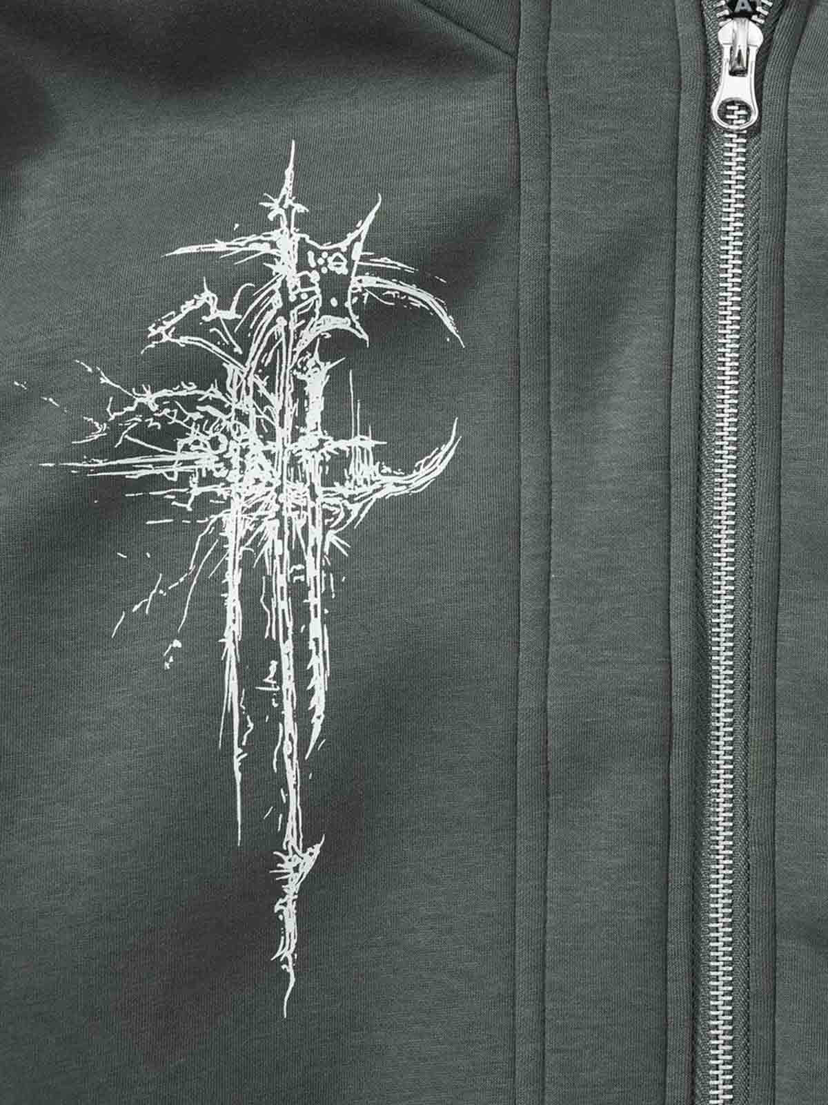 Gothic Graphic Print Zip Up Jacket - Luxuryurbanwear
