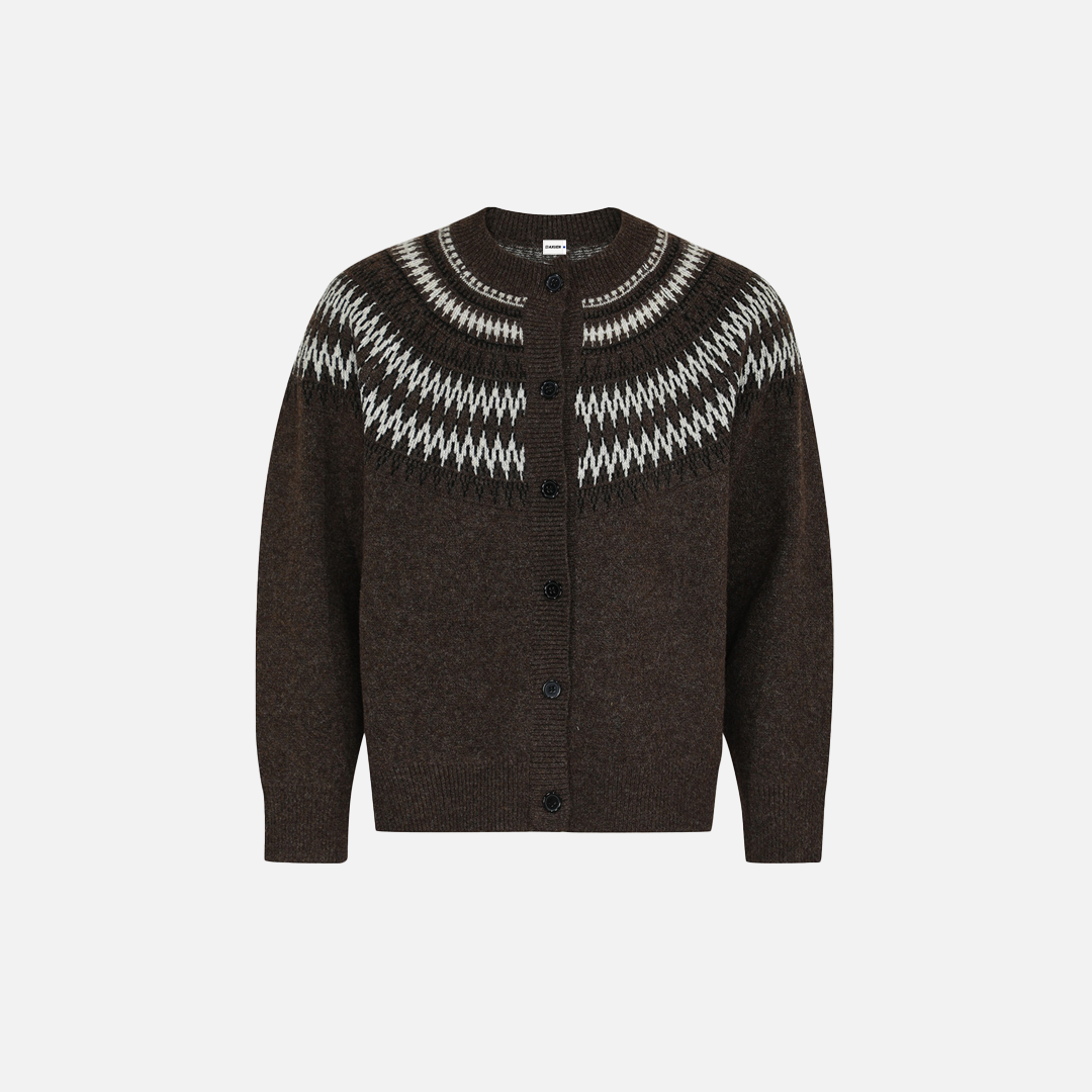 Flattering Tribal Totem Jacquard Knit Round neck Cardigan - Luxuryurbanwear