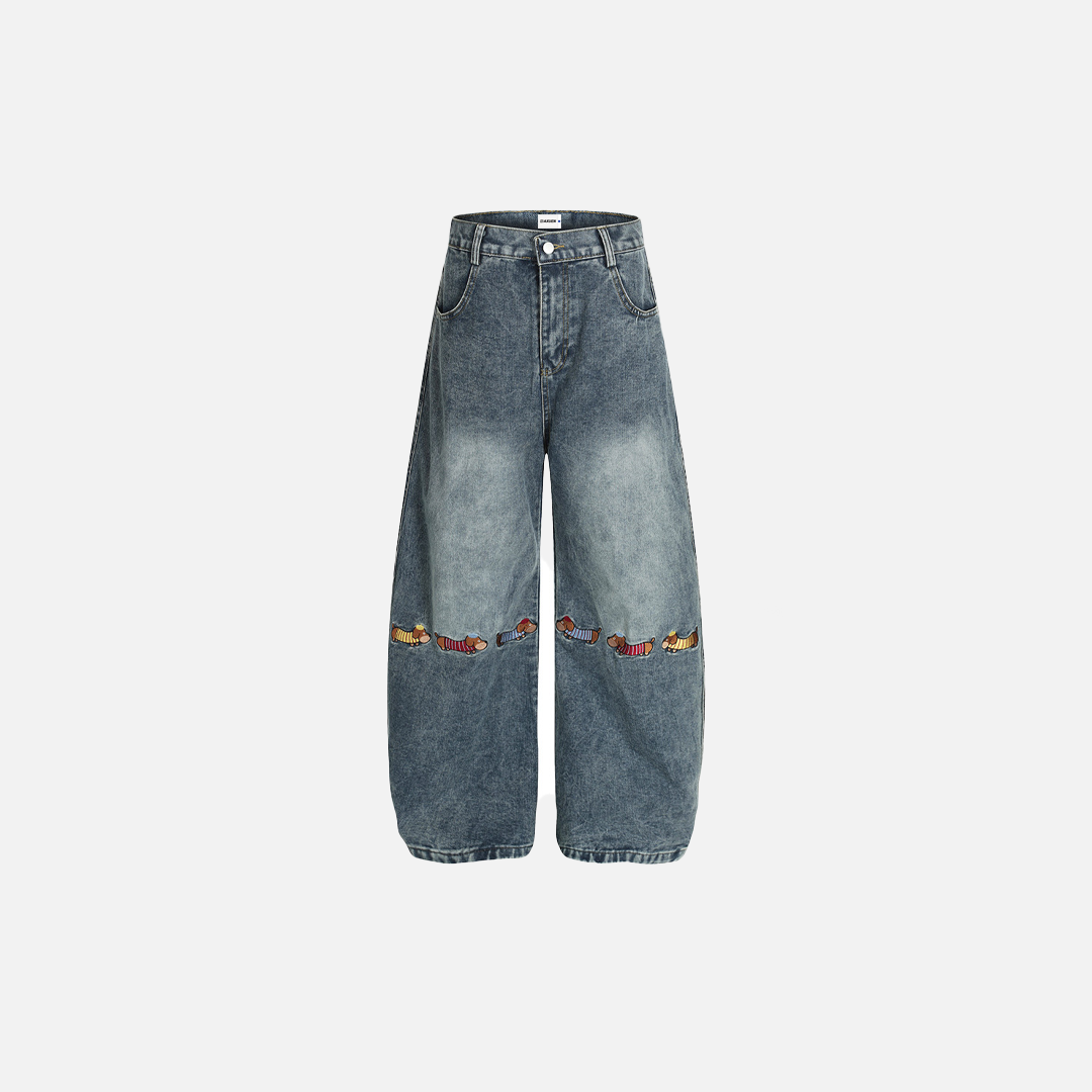 Y2K Stylish Distressed Denim Wide Leg Jeans - Luxuryurbanwear