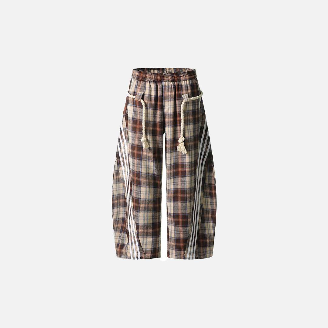 Y2K Flexible Plaid Wide Leg Baggy Wide Leg Jogger - Luxuryurbanwear