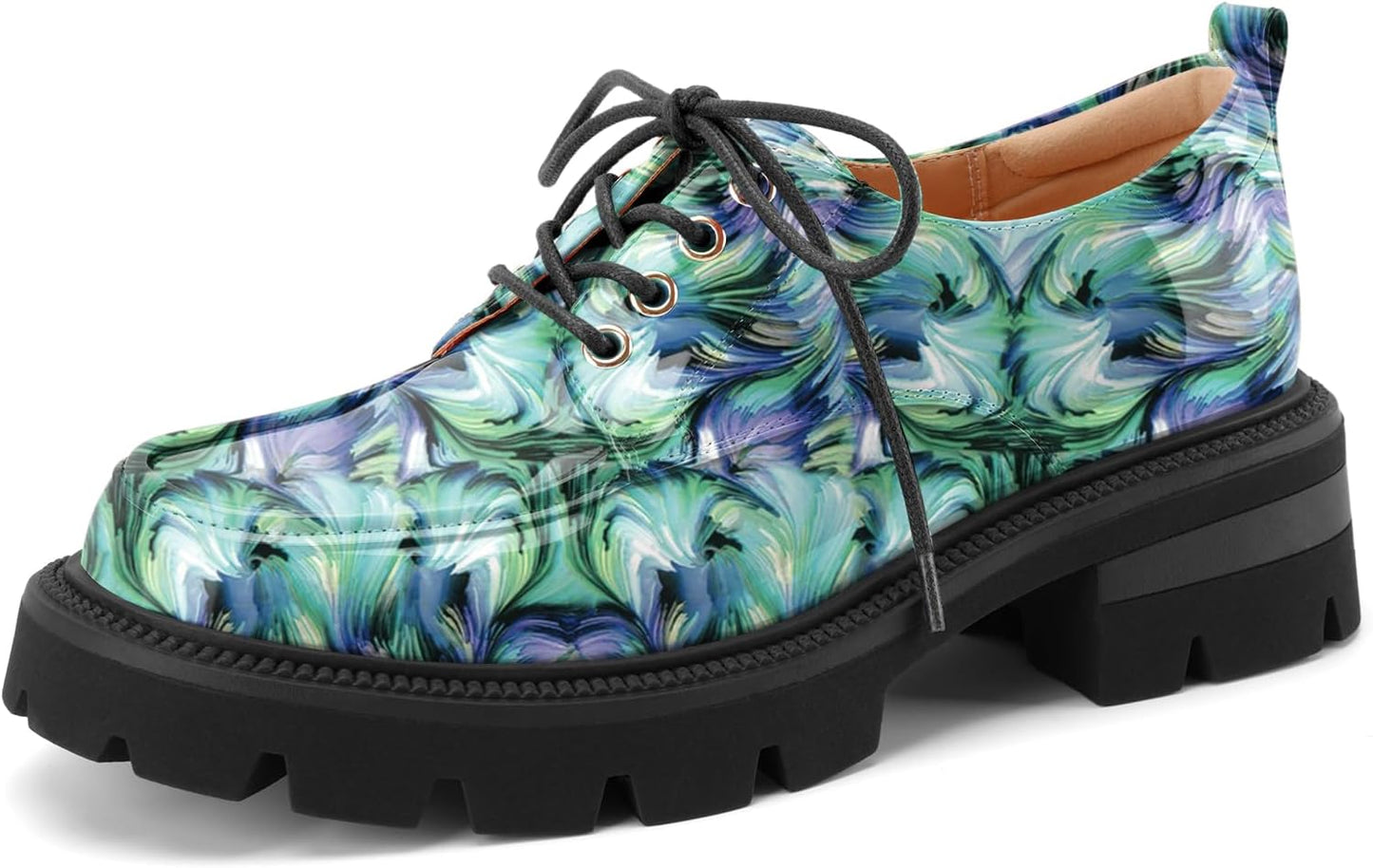 LUW Women's Platform Chunky Heeled Oxford Shoes