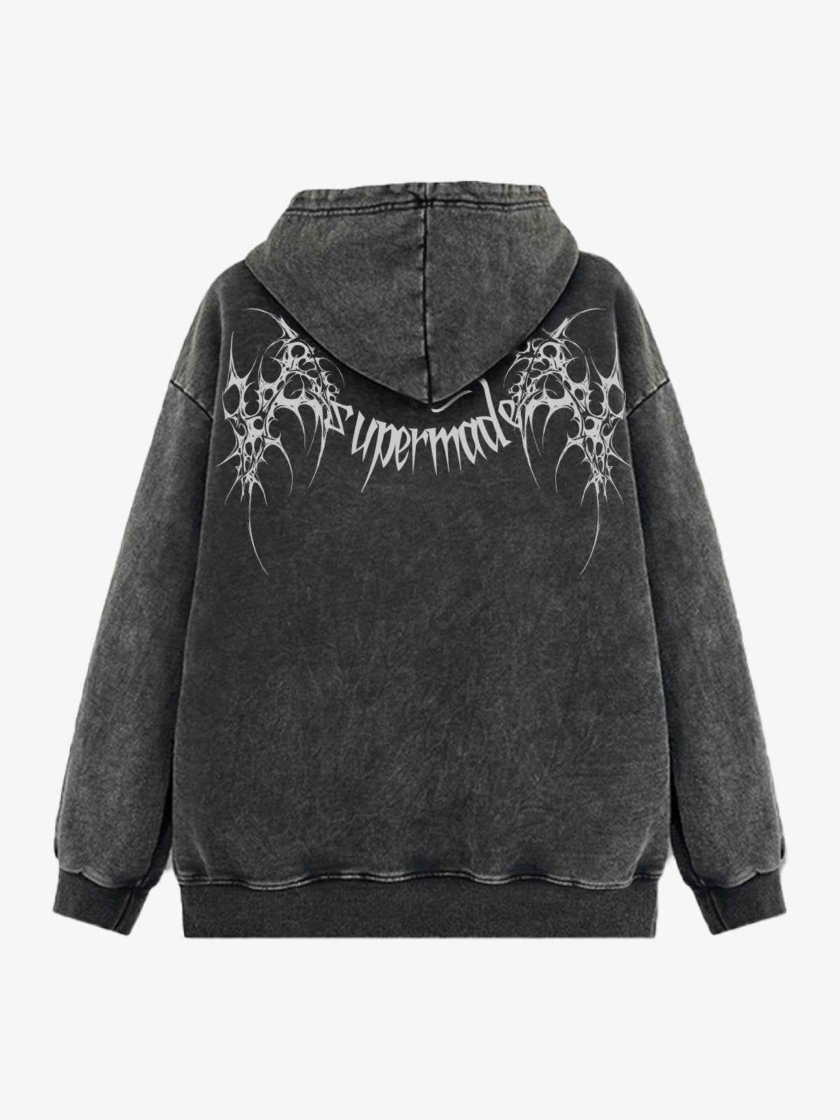 Washed Gothic Spike Letter Hoodie