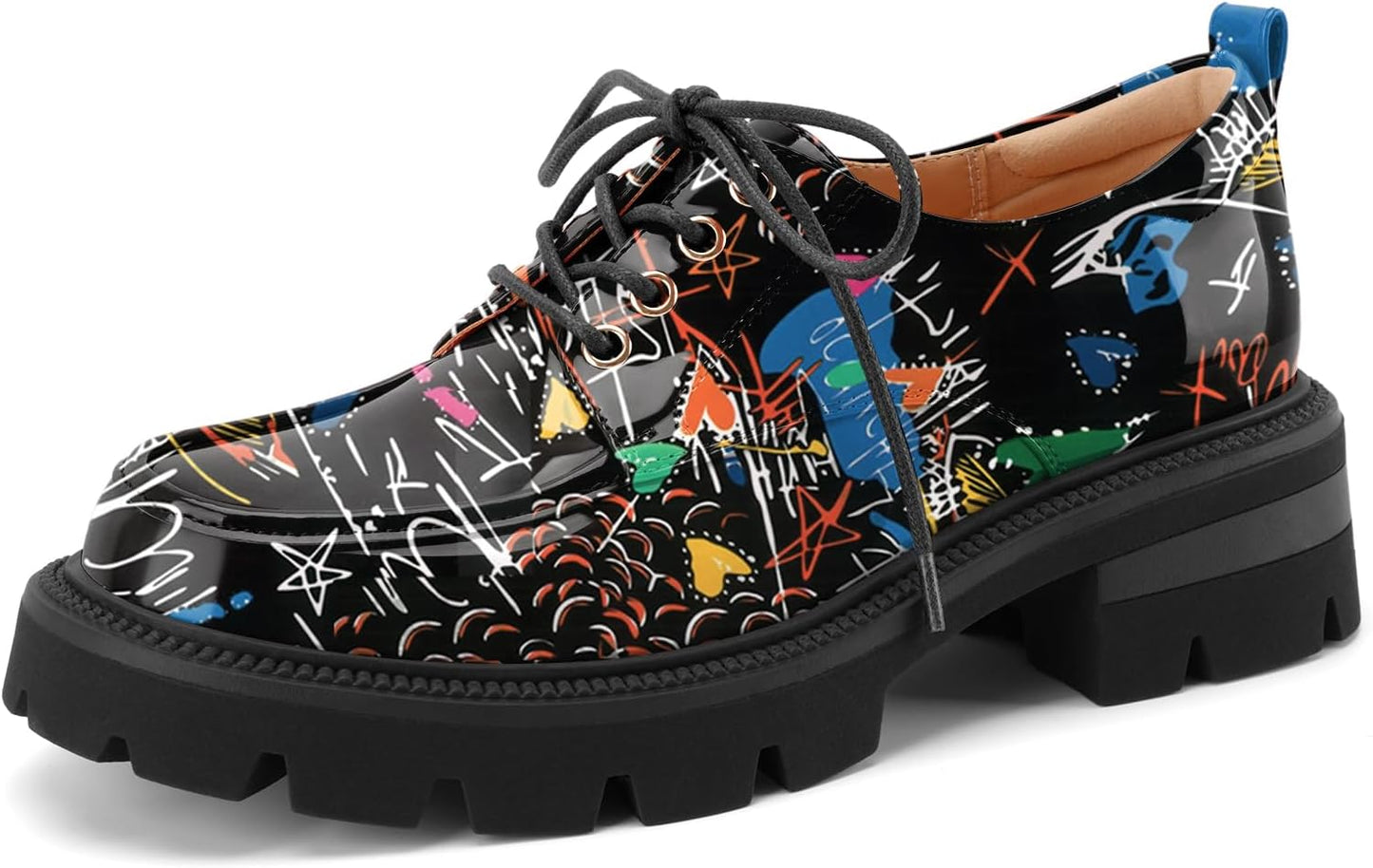 LUW Women's Platform Chunky Heeled Oxford Shoes