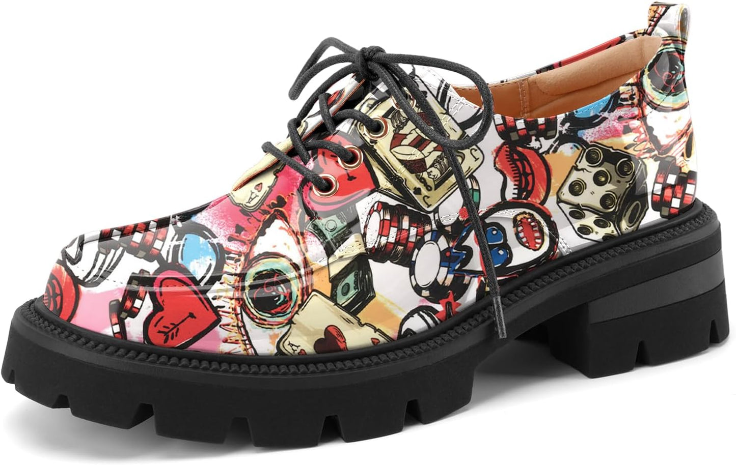 LUW Women's Platform Chunky Heeled Oxford Shoes