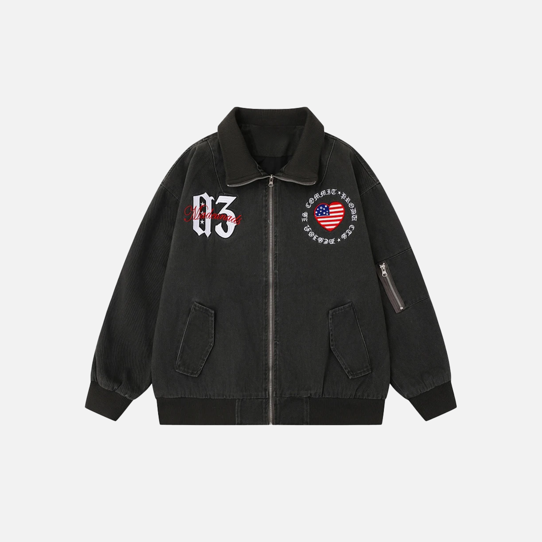 Plush Letter Embroidery Zipper Fly Cargo Puffer Jacket - Luxuryurbanwear