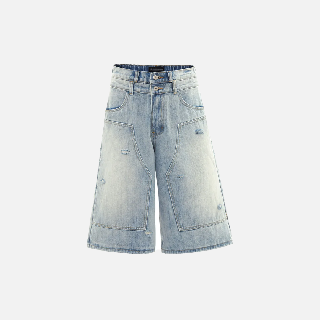 Streetwear Distressed Loose Wide Leg Denim Short - Luxuryurbanwear