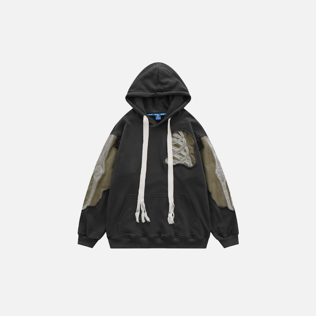 Autumn Skull Embroidered Hip Hop Cotton Hoodie - Luxuryurbanwear