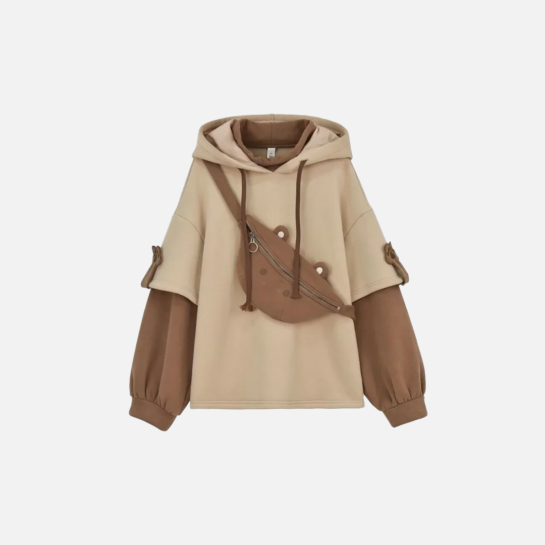 Streetwear Cozy Bear Patchwork Oversize Hoodie - Luxuryurbanwear
