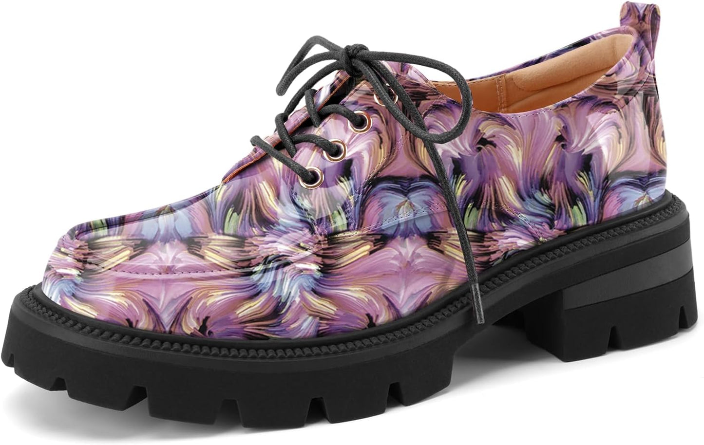 LUW Women's Platform Chunky Heeled Oxford Shoes