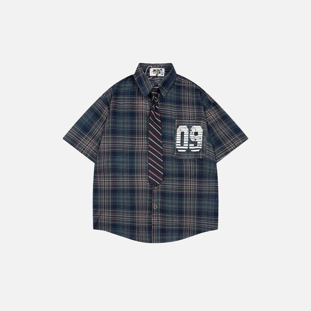 Flattering Plaid With Tie Button Up Casual Shirt - Luxuryurbanwear