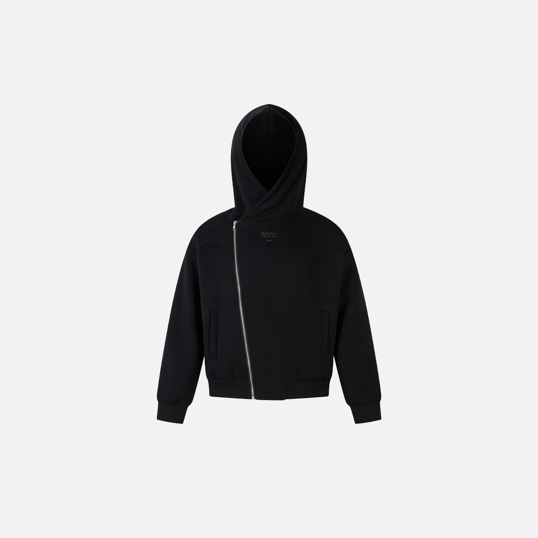 Fashionable Irregular Zip Up Hooded Sweatshirt - Luxuryurbanwear