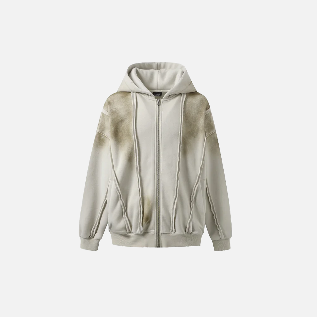 Warm Punk Gothing Patchwork Zip Up Hooded Sweatshirt - Luxuryurbanwear