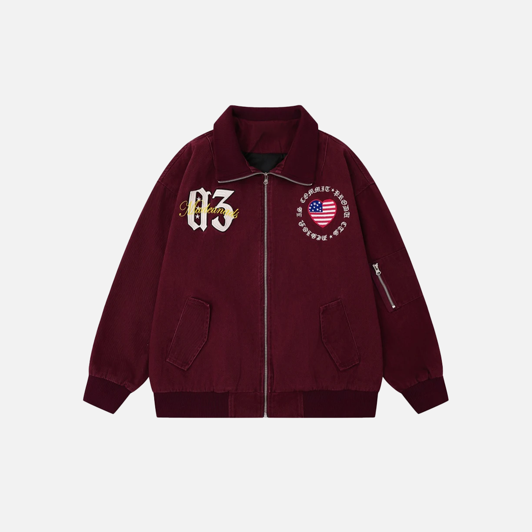 Plush Letter Embroidery Zipper Fly Cargo Puffer Jacket - Luxuryurbanwear