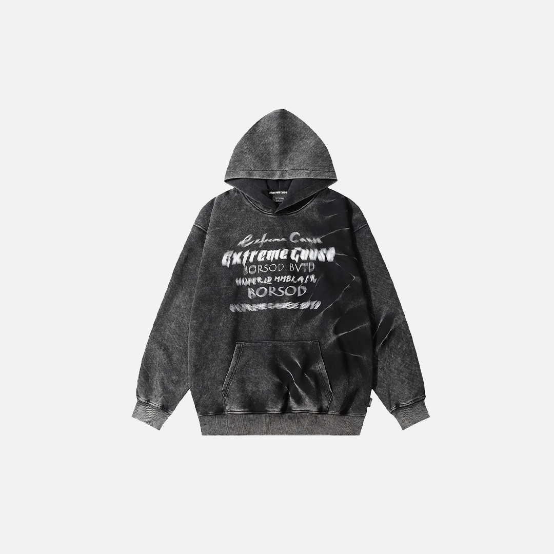 Streetwear Retro Letter Graphic Tie Dye Cotton Hoodie - Luxuryurbanwear