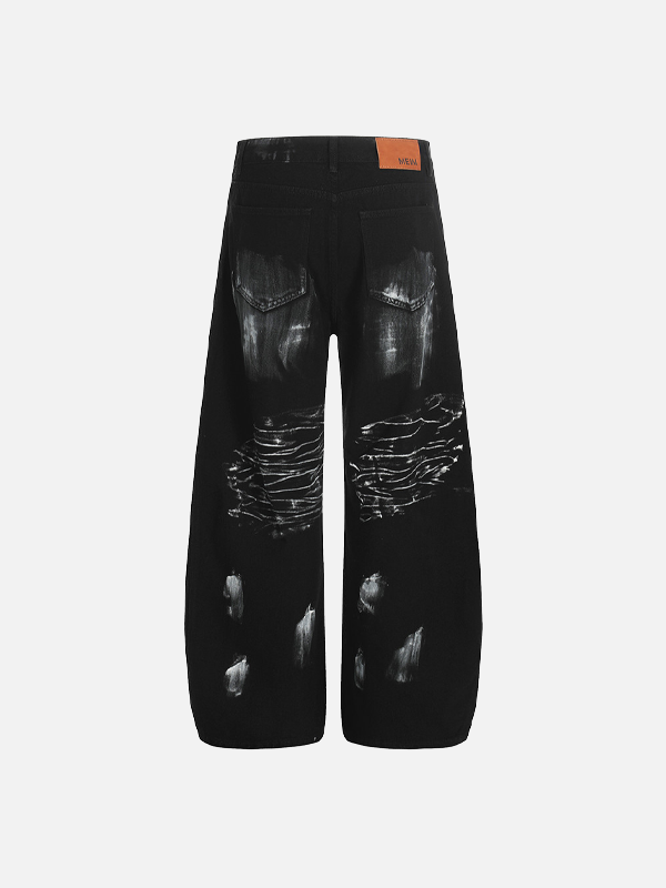 Unique Graffiti Paint Splatter Loose Wide-Leg Jeans - Luxuryurbanwear