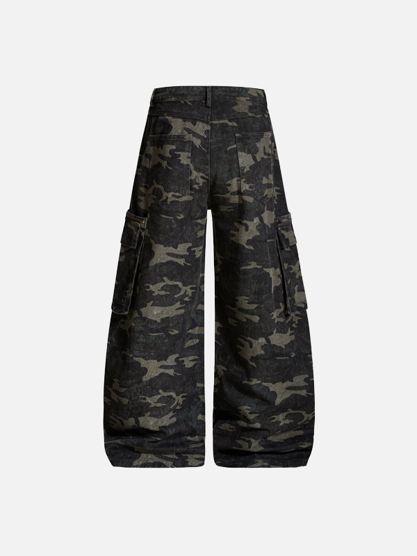 Classic Camouflage WorkWear Wide Leg Cargo Pants - Luxuryurbanwear