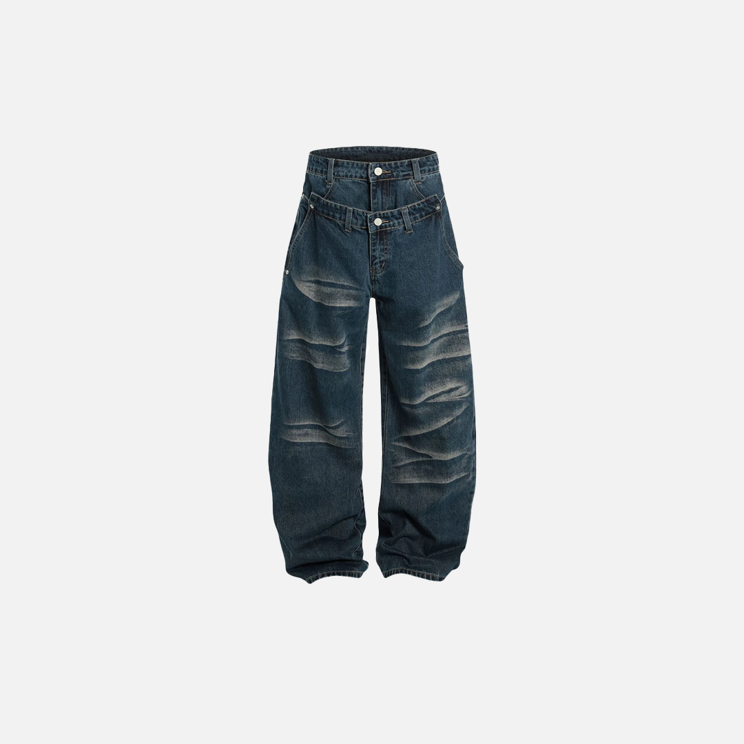 Trendy Streetwear Patchwork Baggy Wide Leg Jeans - Luxuryurbanwear