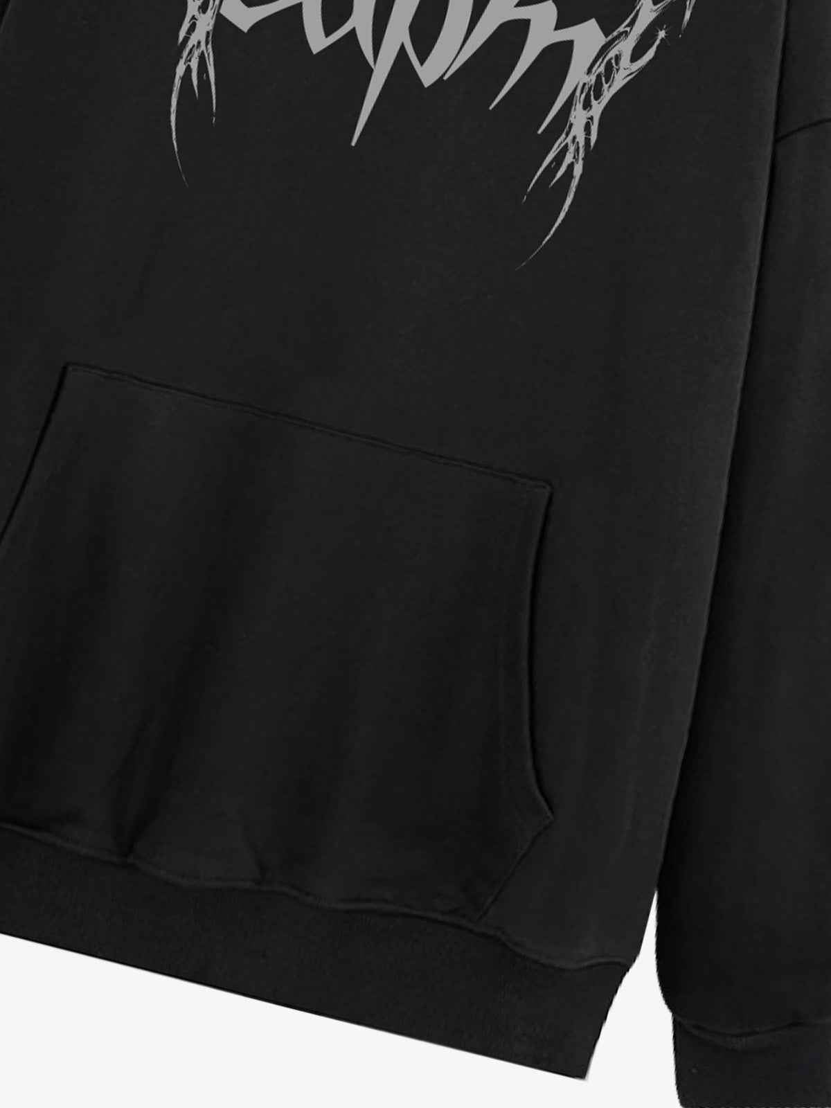 Washed Gothic Spike Letter Hoodie