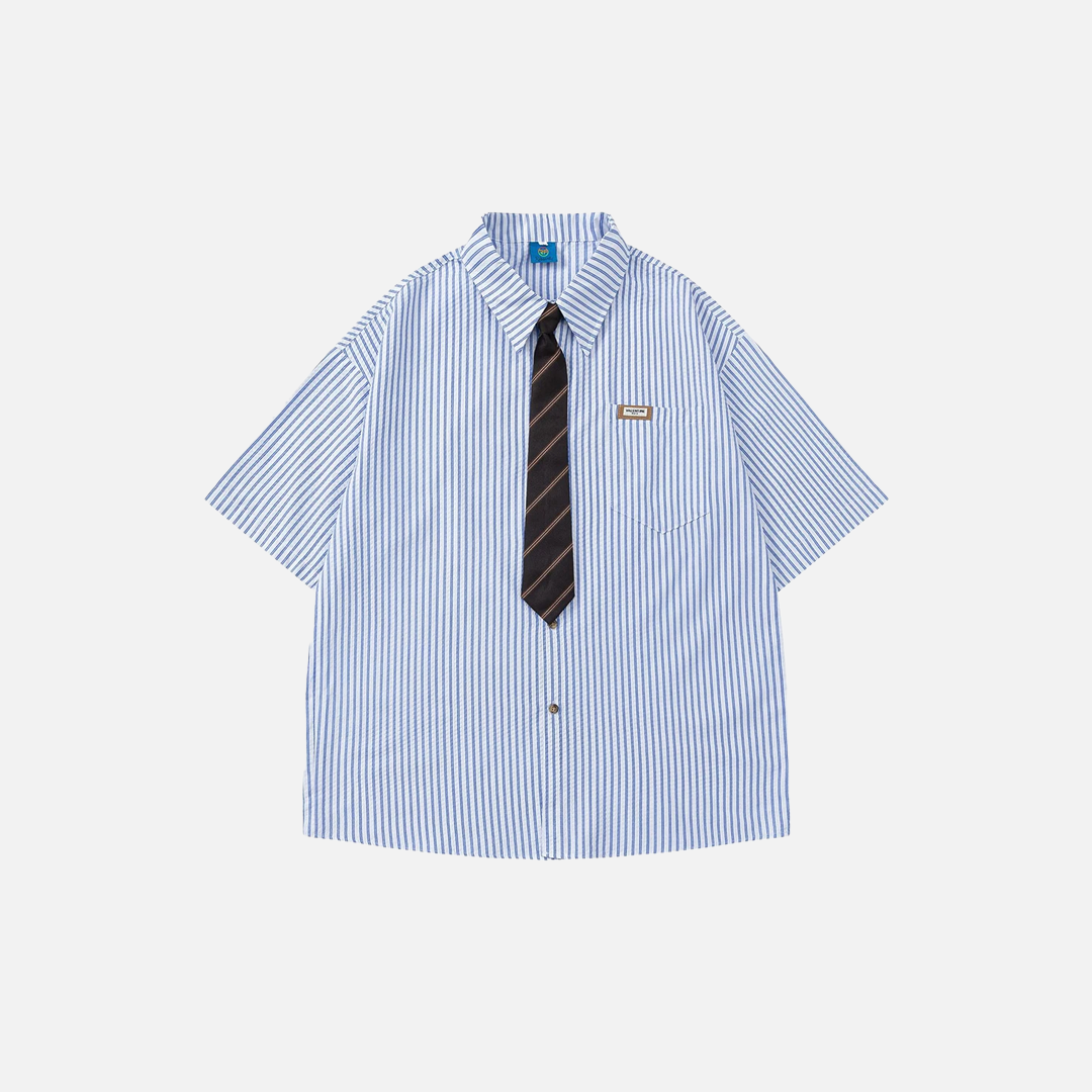 Fashionable Japanese Varsity Style Button-Up Shirt - Luxuryurbanwear
