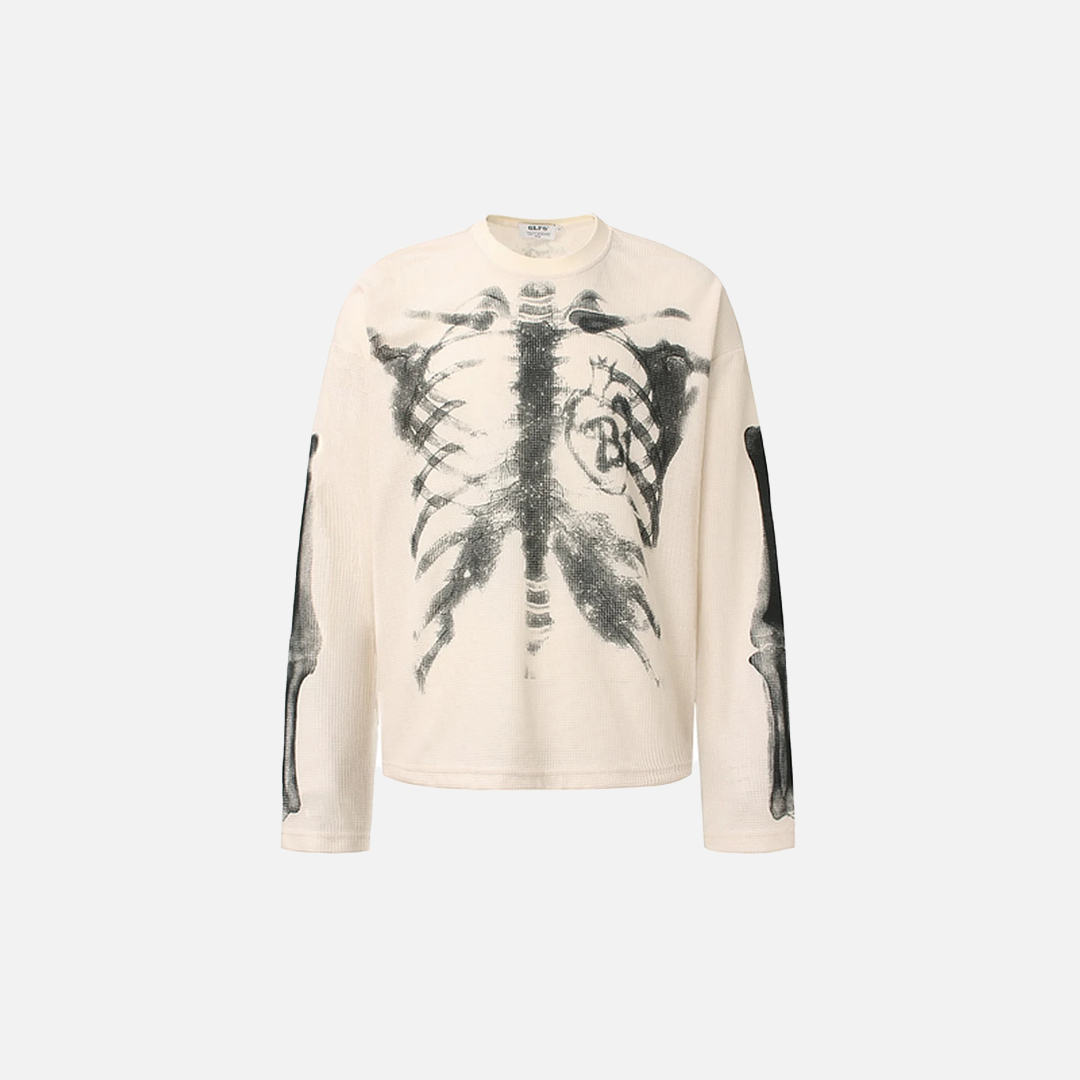 Streetwear Graphic Skeleton Oversized Long Sleeve T-Shirt - Luxuryurbanwear