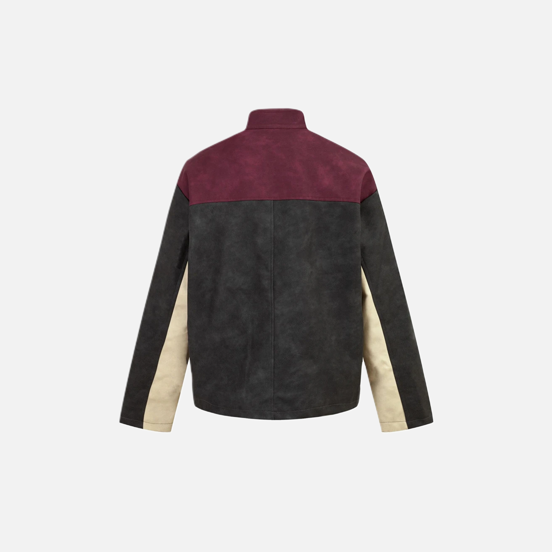Streetwear Patchwork Hip Hop Leather Motorcycle Jacket - Luxuryurbanwear