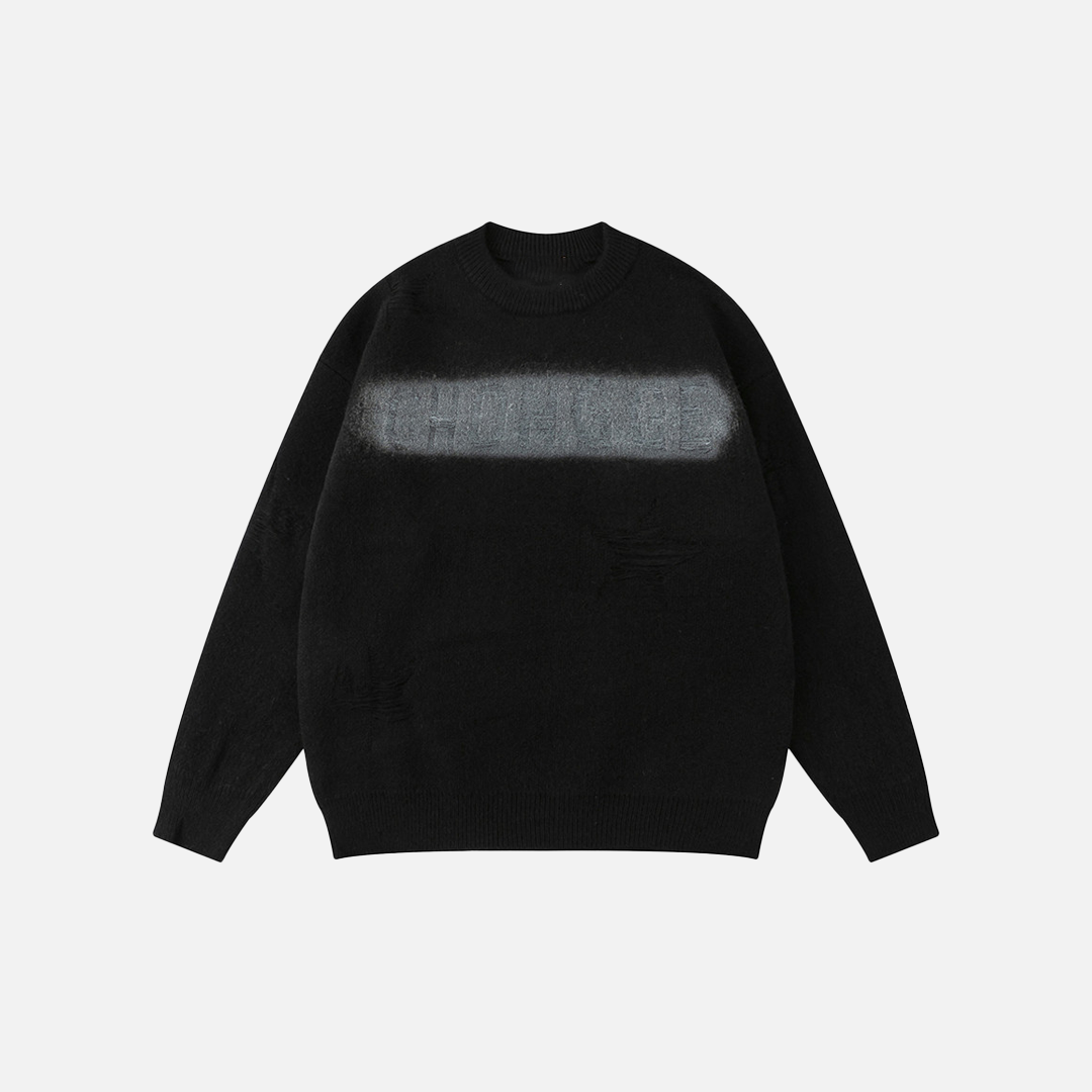 American Style Spray Painted Round Neck Sweater - Luxuryurbanwear