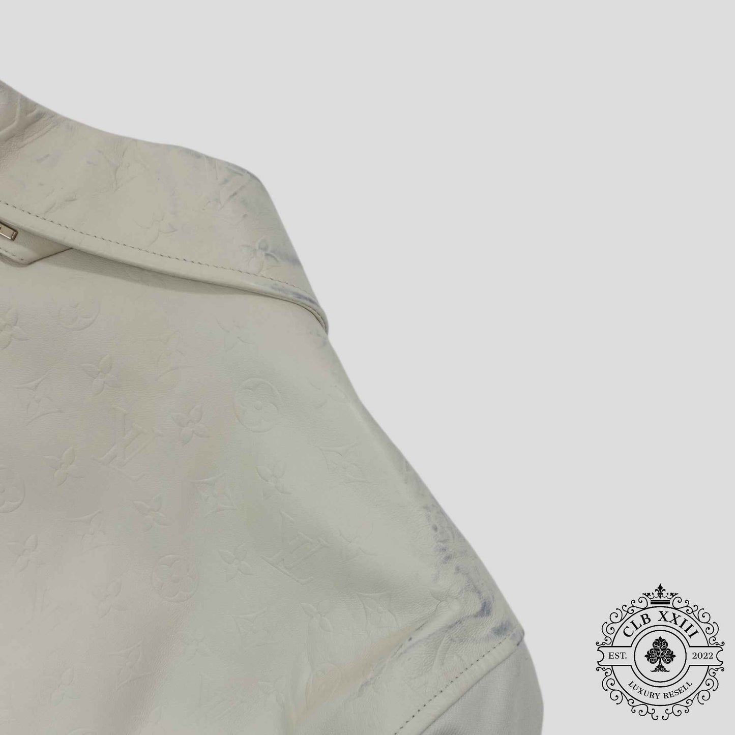Louis Vuitton LVSE Debossed Monogram Mix Leather Jacket in White