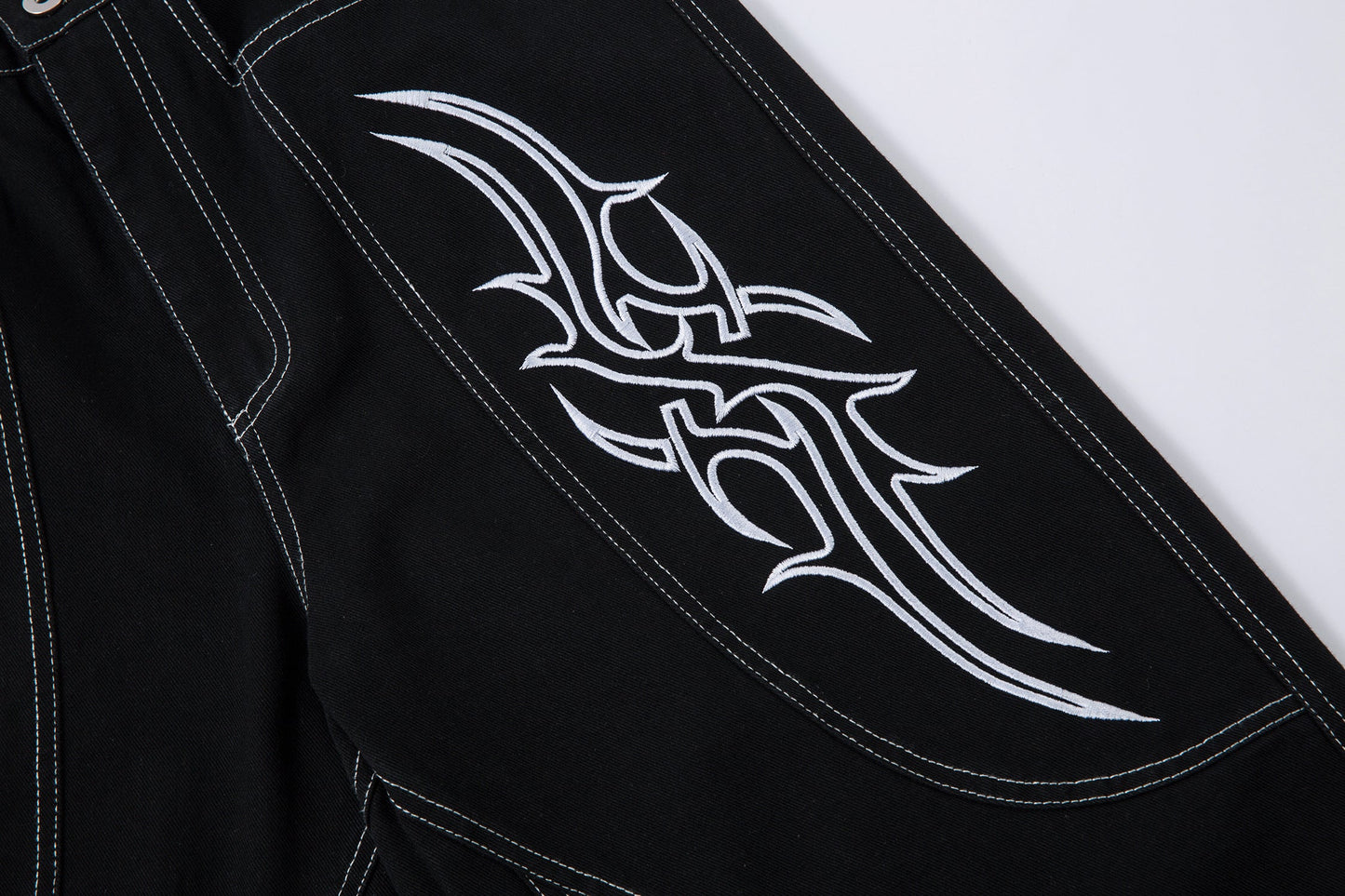 Embroidered Flame | Baggy Jeans