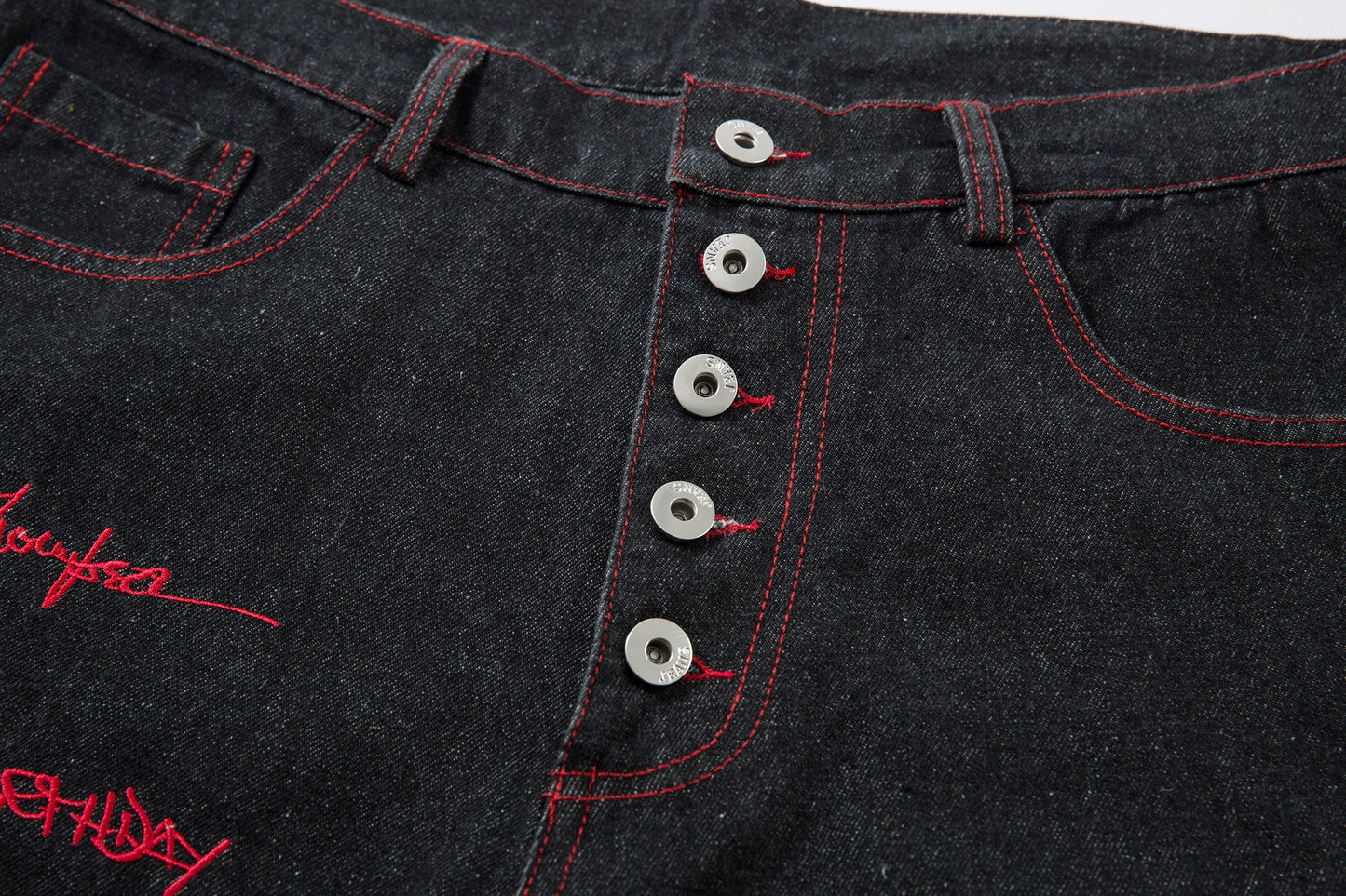 Iron Cross Embroidered | Baggy Jeans - Luxuryurbanwear