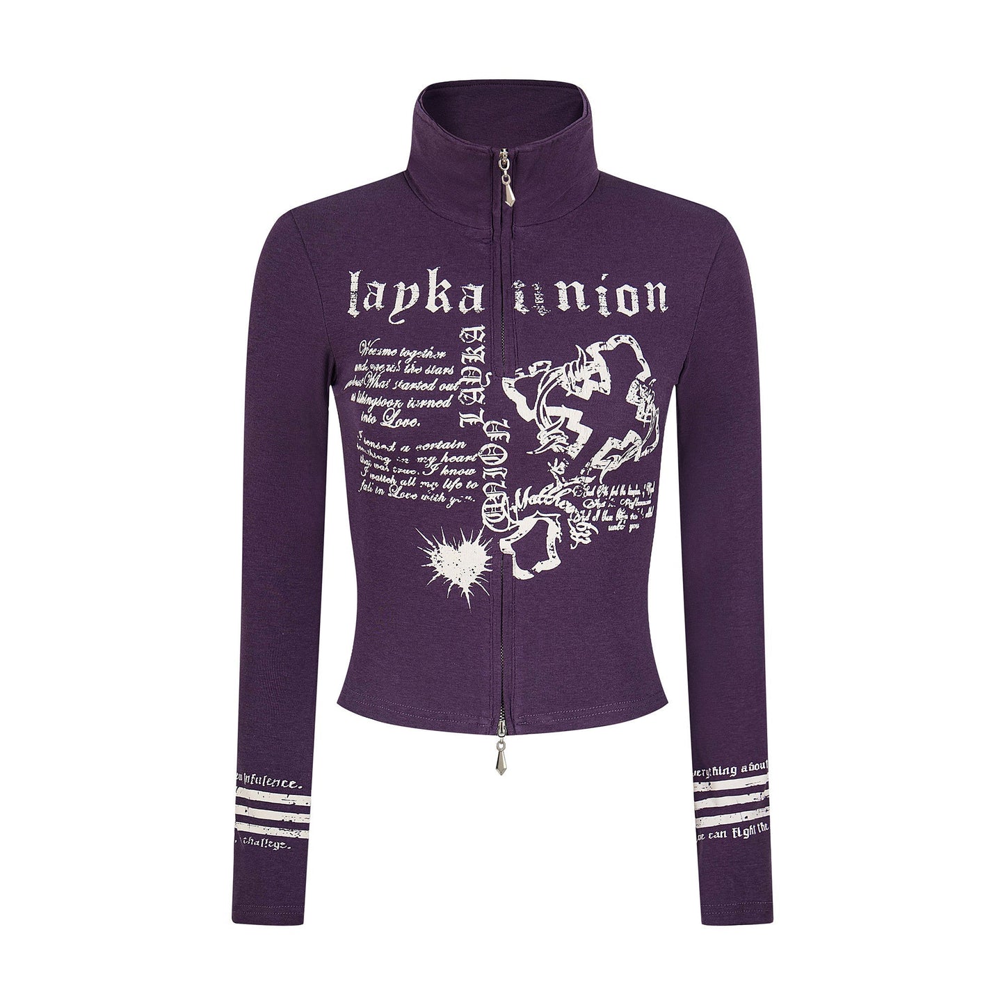 Union Print | Zip-Up Moto Graphic Top - Luxuryurbanwear