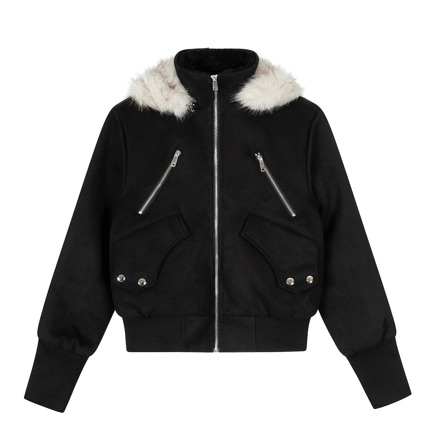Urban Luxe | Bomber Jacket with Faux Fur Trim - Luxuryurbanwear