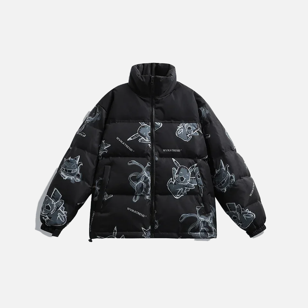 Cartoon Pattern Hip Hop Down Puffer Jacket - Luxuryurbanwear