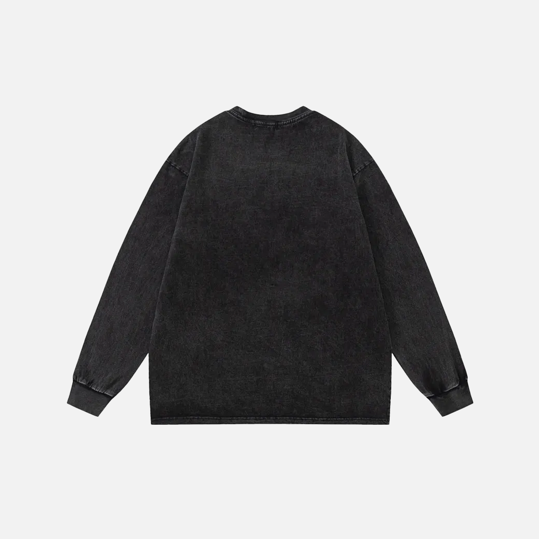 Black Lightweight Graphic Printed Long Sleeve T-Shirt - Luxuryurbanwear