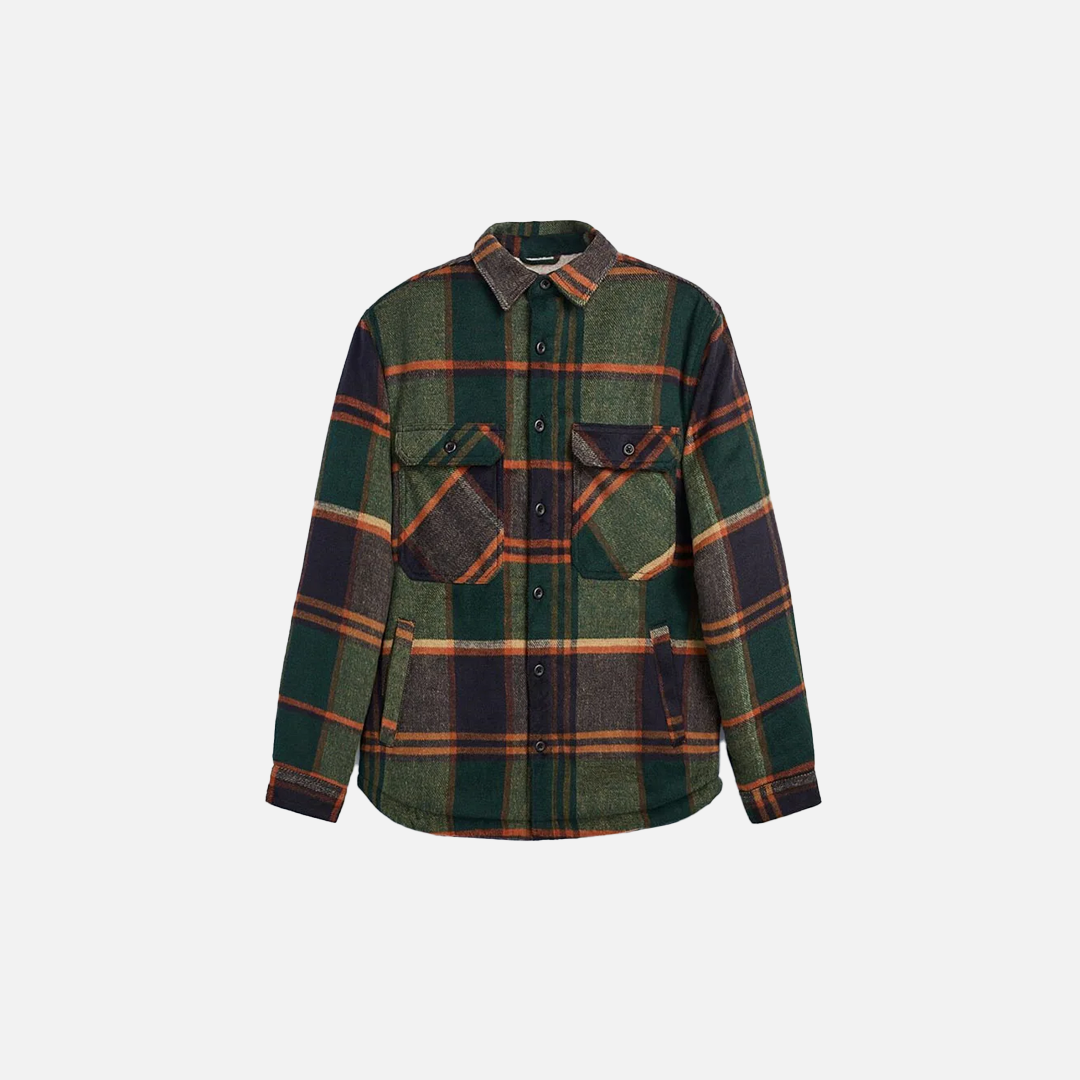 Warm Fleece Lined Corduroy Plaid Long Sleeve Shirt - Luxuryurbanwear