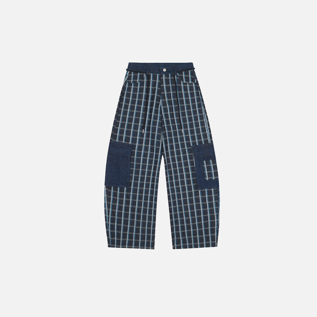 Y2K Retro Warm Stylish Plaid Wide-Leg Cargo Pants - Luxuryurbanwear