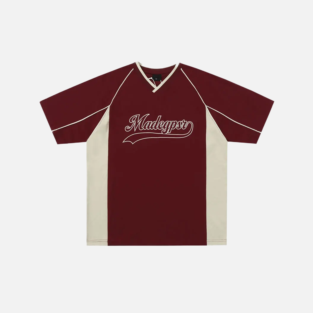 Plush Y2K Graphic Patchwork V-Neck Oversized T-Shirt - Luxuryurbanwear