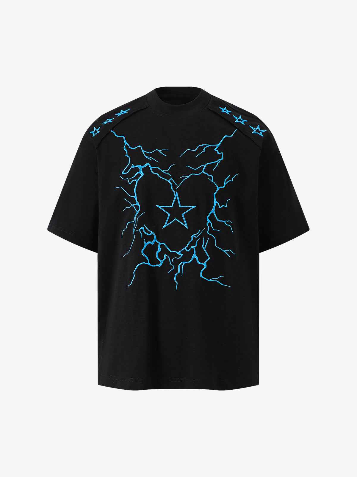 Heavy Embroidery Lightning Heart Print T-Shirt