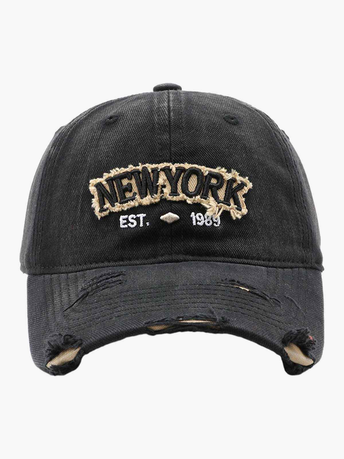 Vintage Washed Distressed Letter Embroidery Baseball Cap
