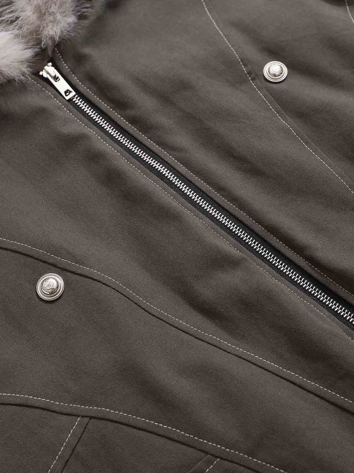 Faux Fur Hooded Padded Bomber Jacket - Luxuryurbanwear